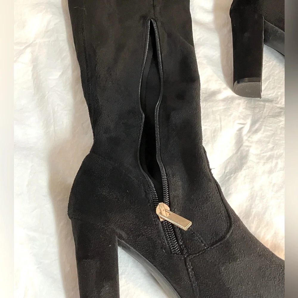 Black suede over the knee boots, Bamboo size 6.5
